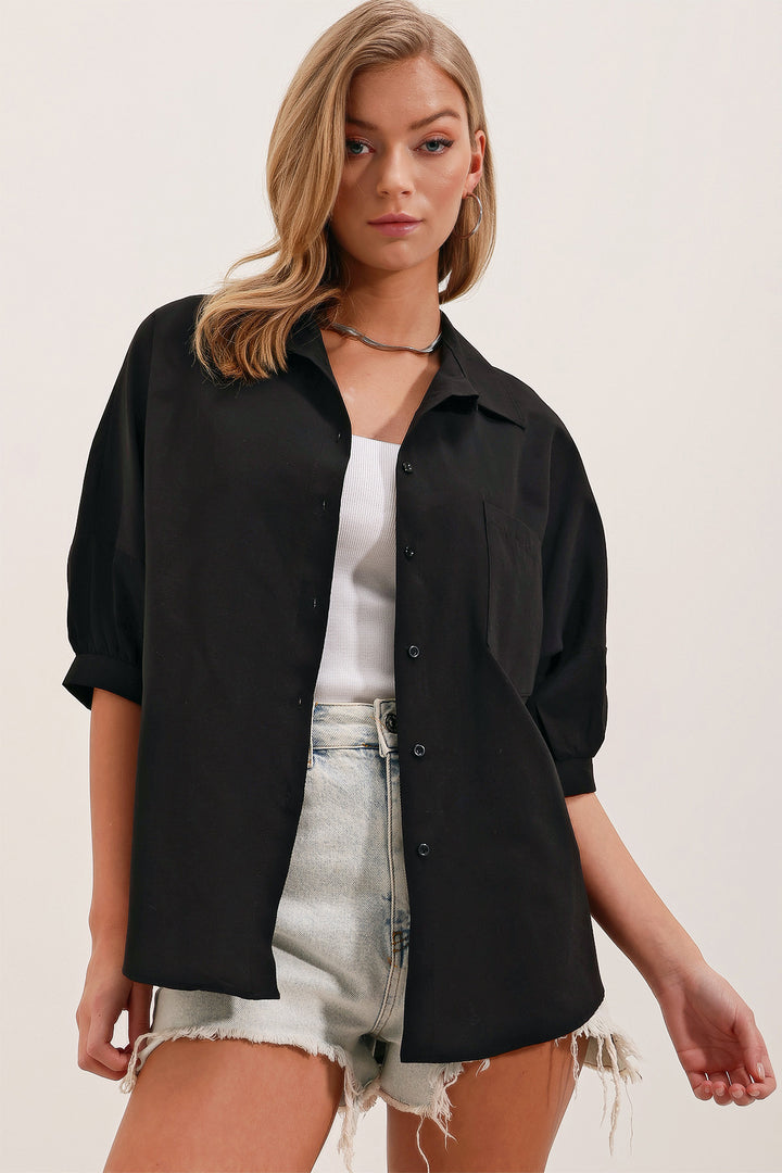 Bigdart Chemise Basique à Manches Courtes Oversize 20213 - Noir