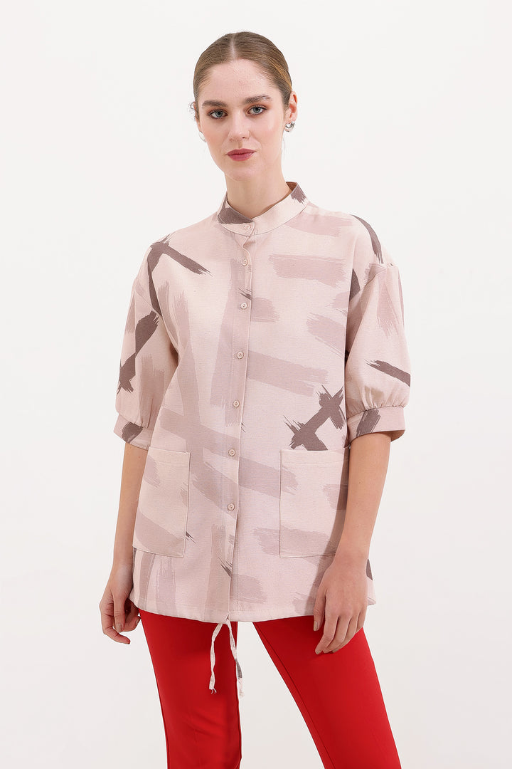 Bigdart Chemise Oversize Imprimée 20226 - Beige