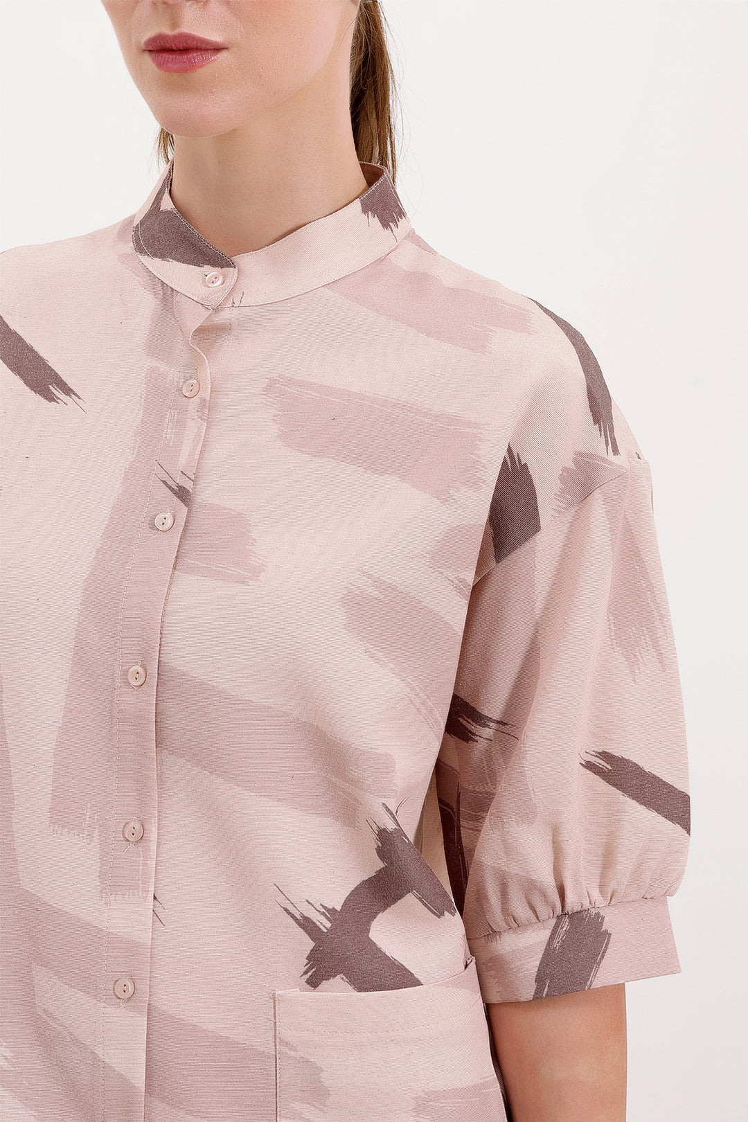 Bigdart 20226 Chemise Oversize à Motifs - Beige