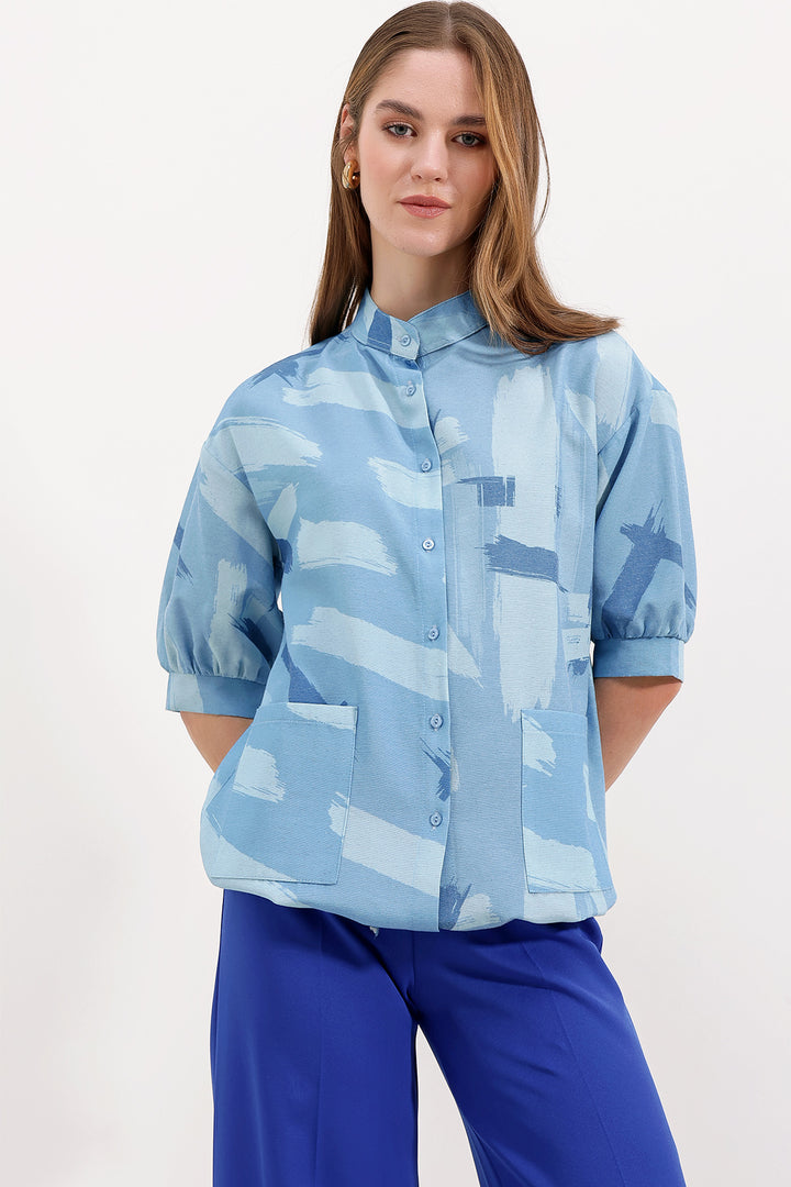 Bigdart 20226 Chemise Oversize à Motifs - Bleu