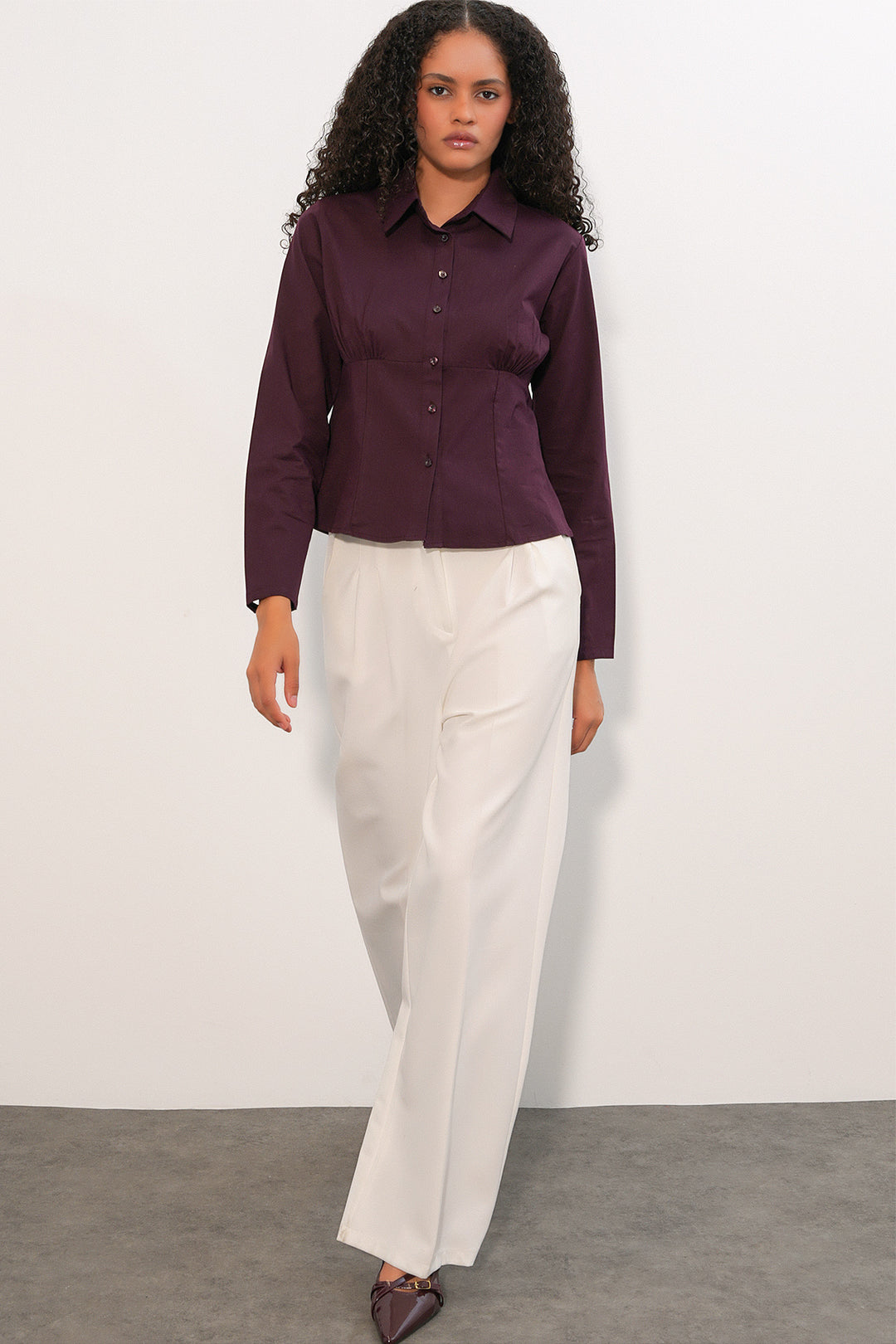 Bigdart 20231 Chemise slim en popeline - Damson
