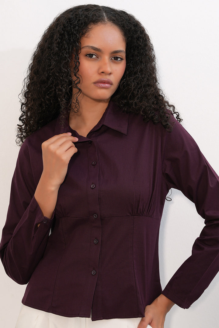 Bigdart 20231 Chemise slim en popeline - Damson