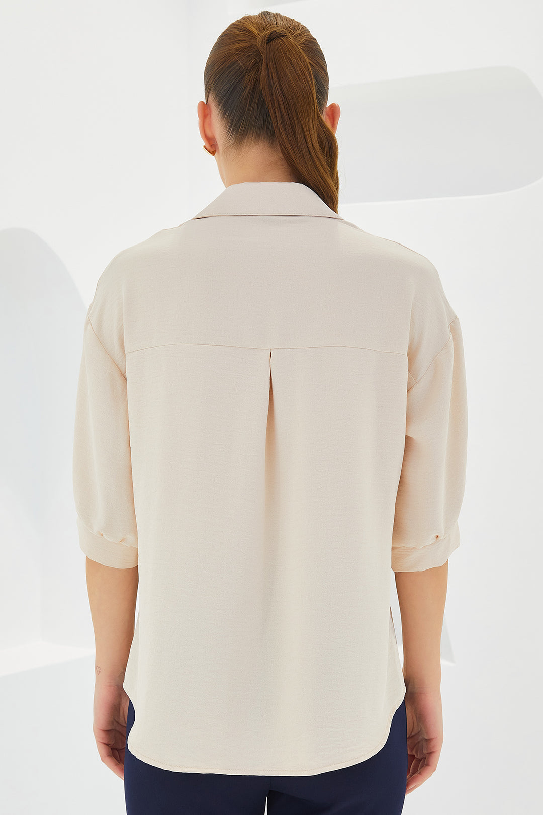 Bigdart Chemise en lin oversize à manches courtes crème pour femme 20240