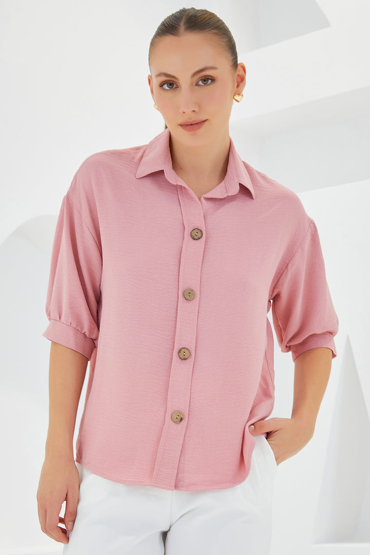 Bigdart Chemise en lin oversize à manches courtes rose pour femme 20240