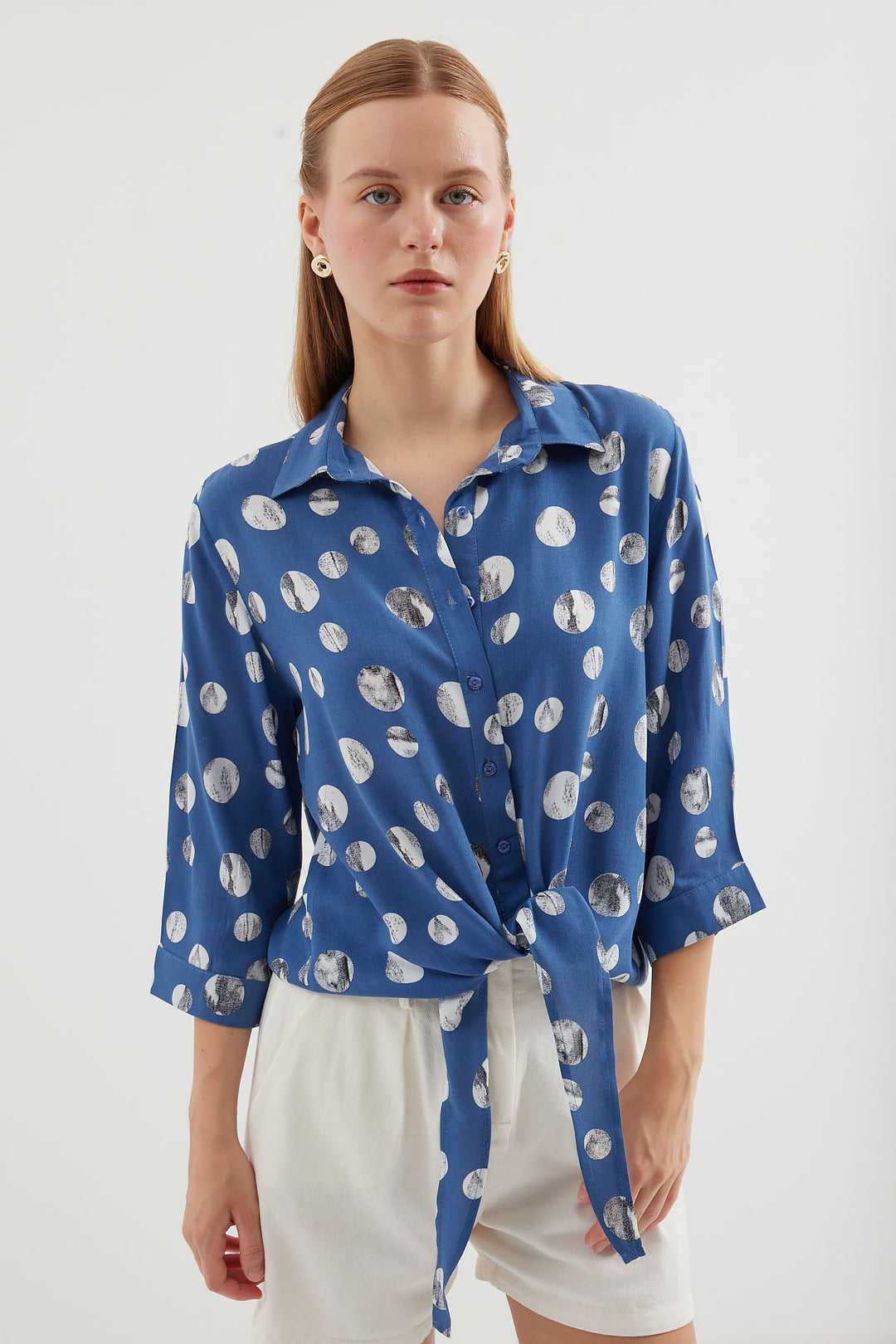 Bigdart 20243 Chemise à motifs avec lien à l'avant - Indigo