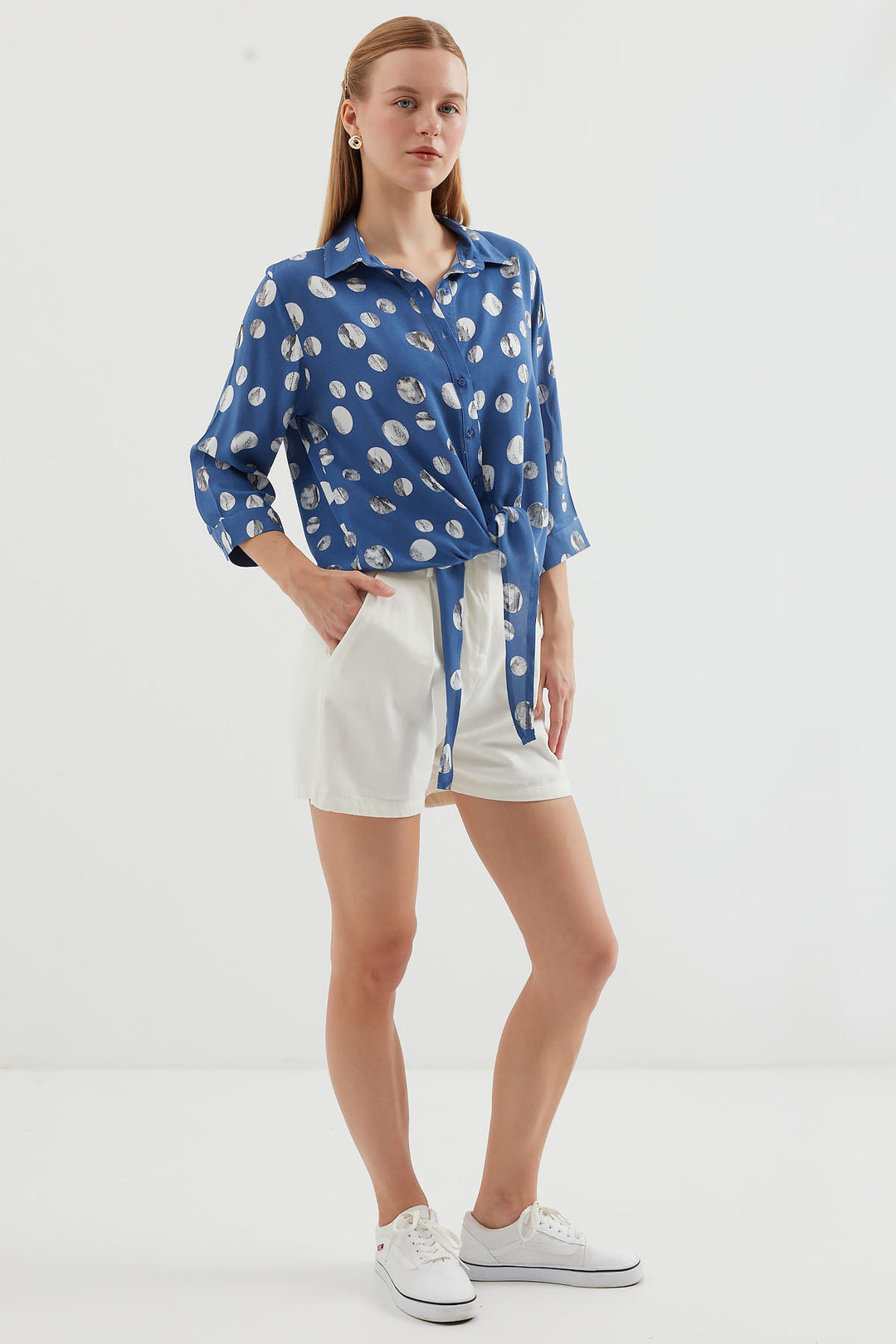 Bigdart 20243 Chemise à motifs avec lien à l'avant - Indigo