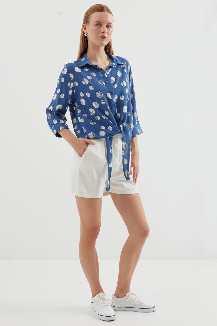 Bigdart 20243 Chemise à motifs avec lien à l'avant - Indigo