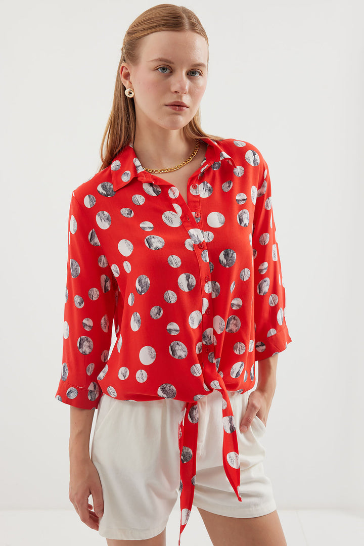 Bigdart 20243 Chemise à motifs avec lien à l'avant - Rouge