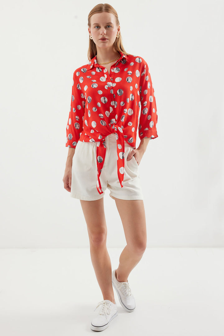 Bigdart 20243 Chemise à motifs avec lien à l'avant - Rouge