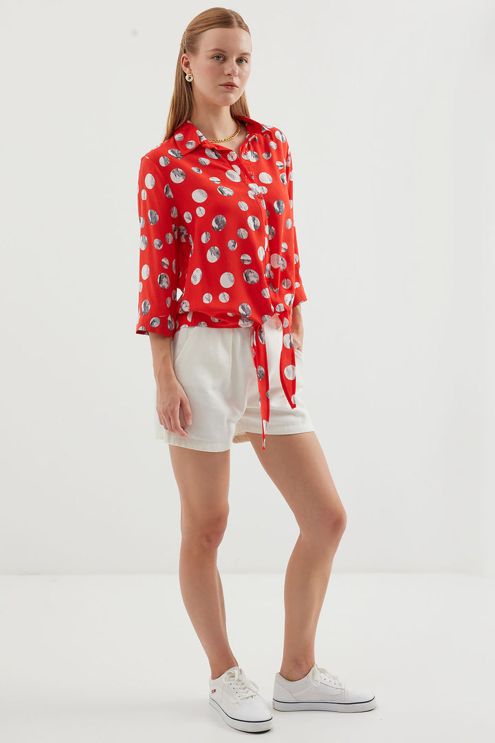 Bigdart 20243 Chemise à motifs avec lien à l'avant - Rouge