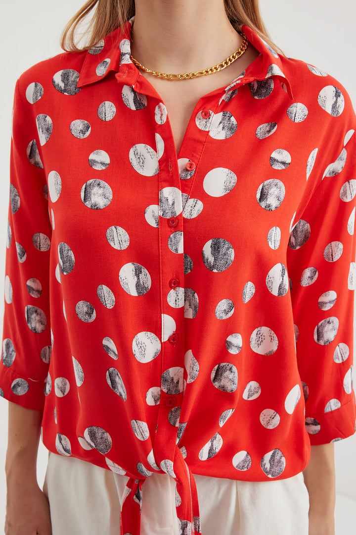 Bigdart 20243 Chemise à motifs avec lien à l'avant - Rouge