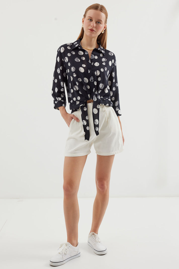 Bigdart 20243 Chemise à Motifs avec Nœud à l'Avant - Noir
