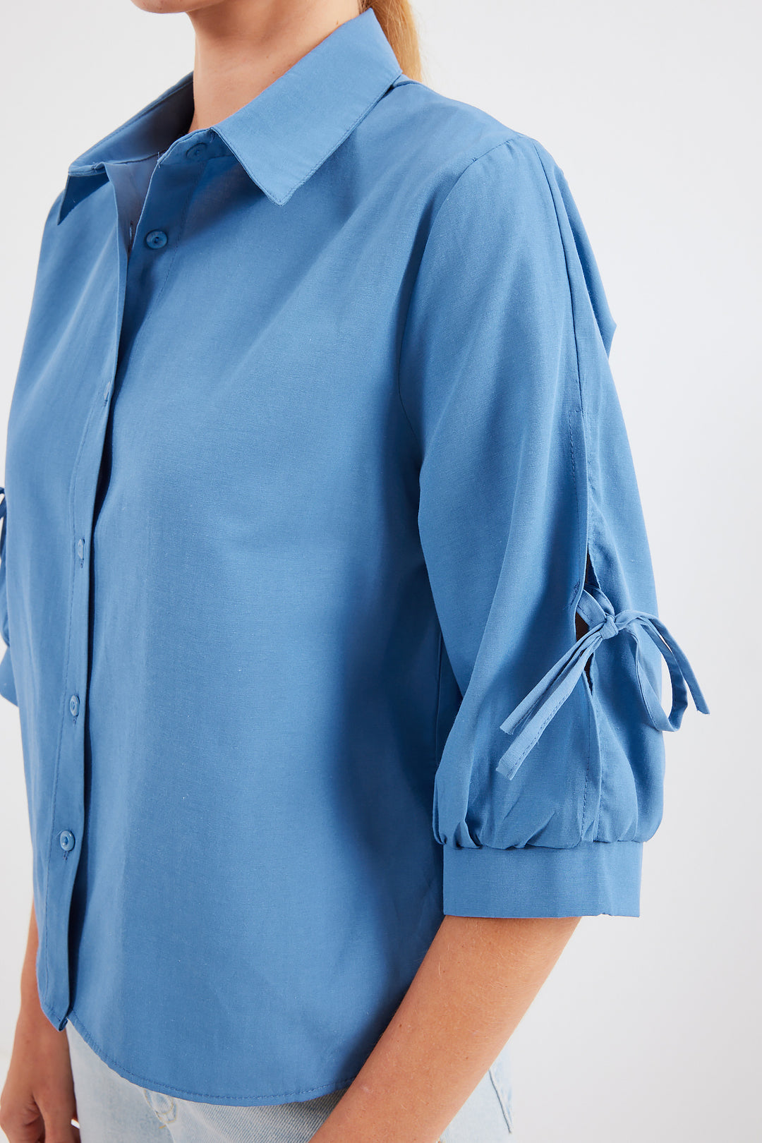 Bigdart 20246 Chemise crop à détails de manches - Indigo