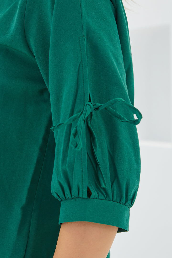 Bigdart Chemise crop à manches détaillées en vert émeraude pour femme 20246