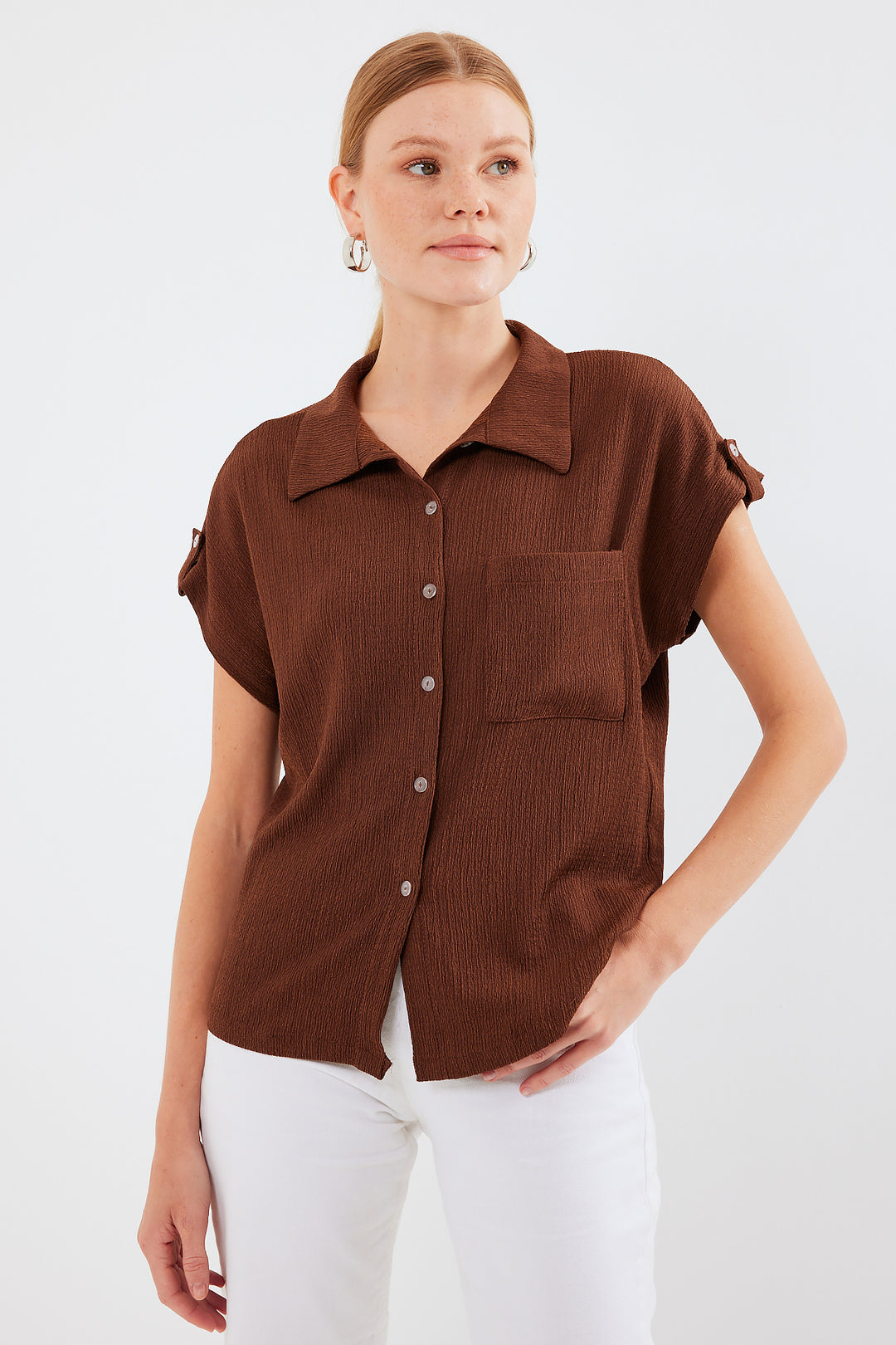 Bigdart 20256 Chemise à manches courtes double avec poignets - Marron