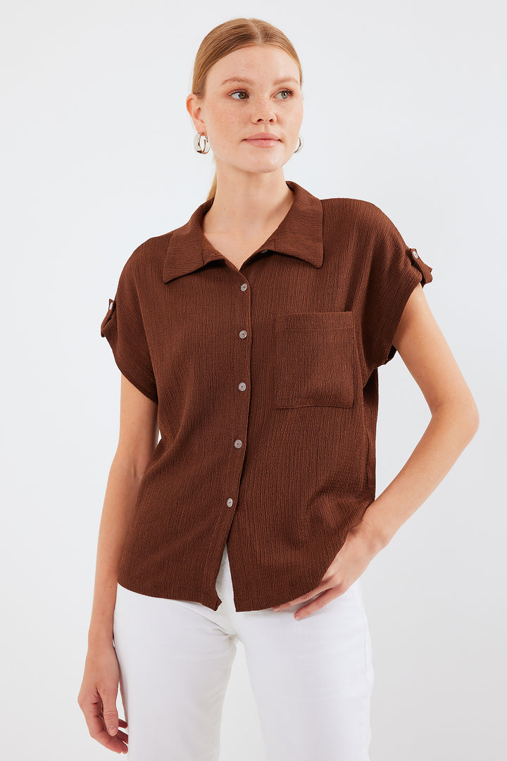 Bigdart 20256 Chemise à manches courtes double avec poignets - Marron