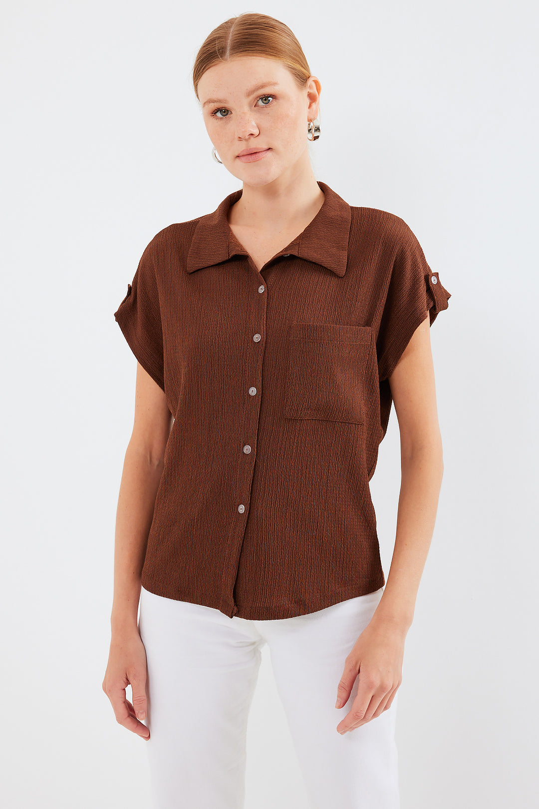 Bigdart 20256 Chemise à manches courtes double avec poignets - Marron
