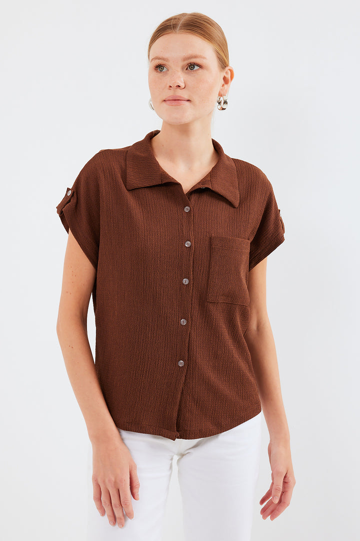 Bigdart 20256 Chemise à manches courtes double avec poignets - Marron