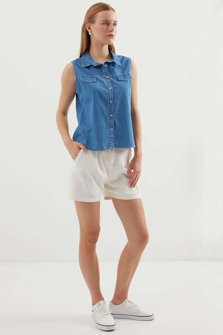 Bigdart 20257 Chemise en jean sans manches - Bleu marine