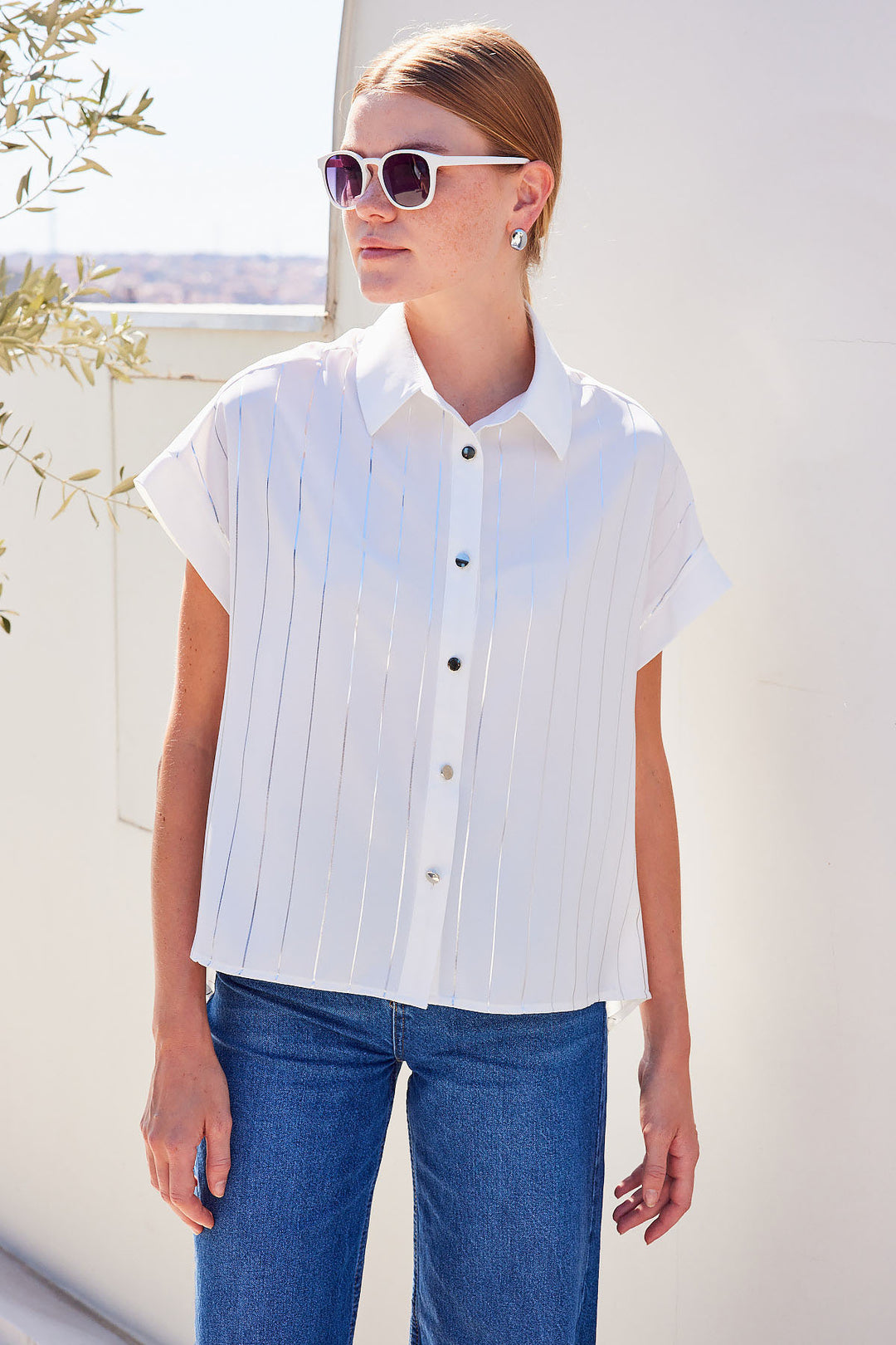Bigdart 20262 Chemise rayée à manches courtes - Blanc