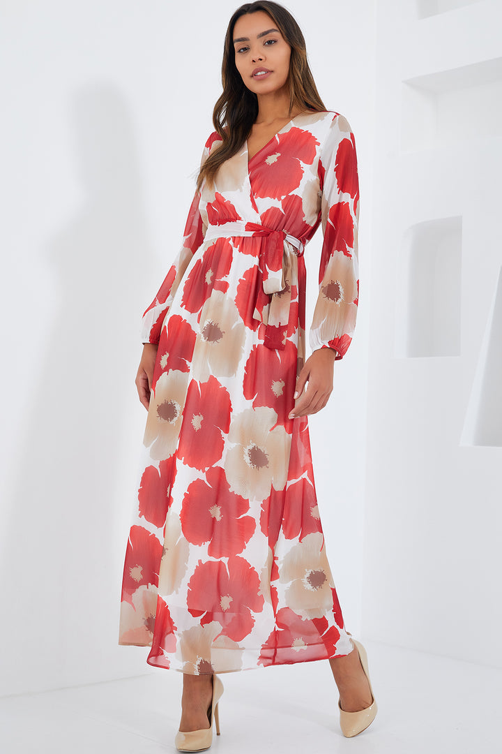 Bigdart Robe en chiffon à fleurs beige corail pour femme 2134 - nar