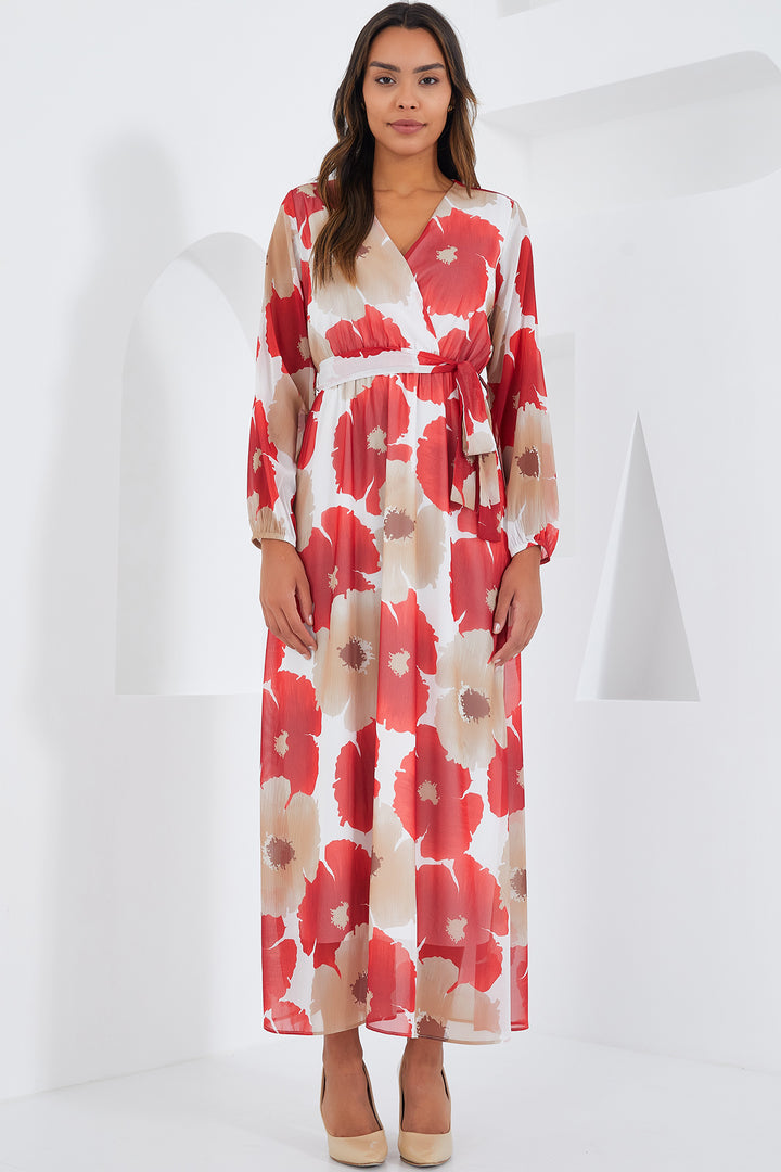 Bigdart Robe en chiffon à fleurs beige corail pour femme 2134 - nar