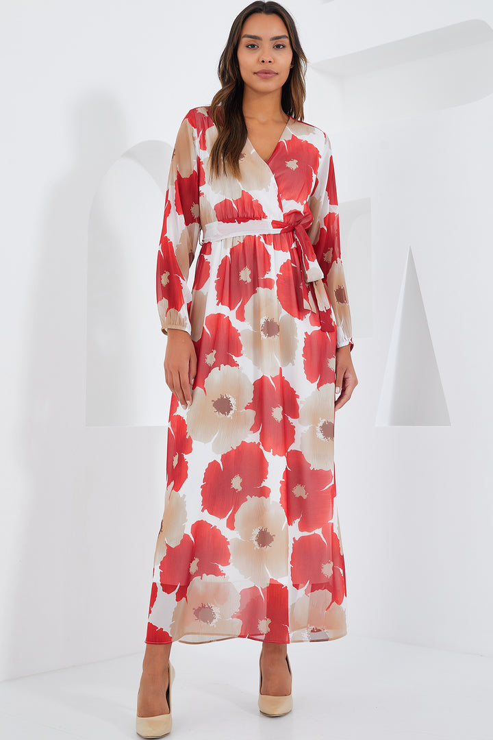 Bigdart Robe en chiffon à fleurs beige corail pour femme 2134 - nar