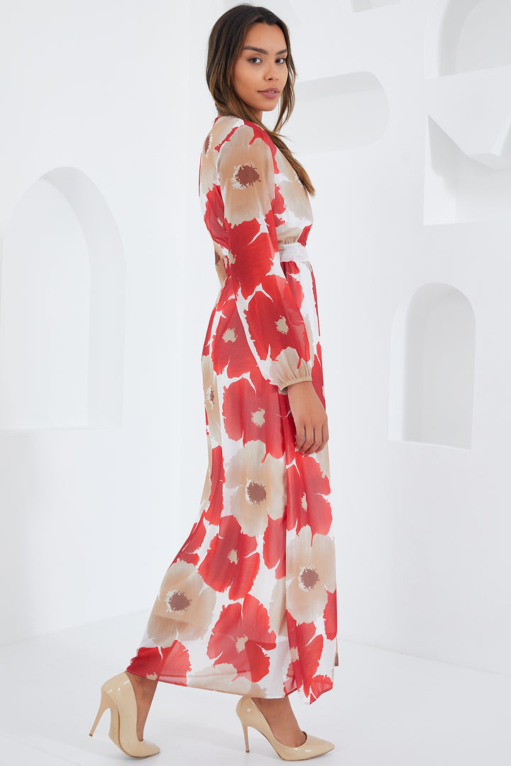 Bigdart Robe en chiffon à fleurs beige corail pour femme 2134 - nar