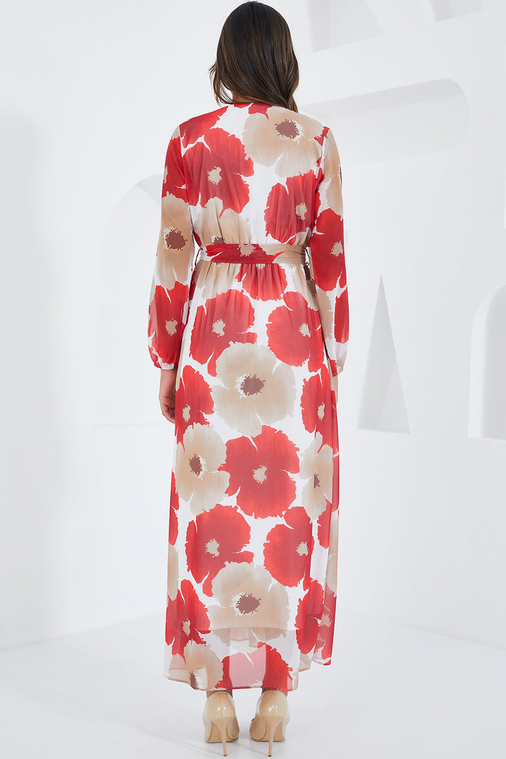 Bigdart Robe en chiffon à fleurs beige corail pour femme 2134 - nar