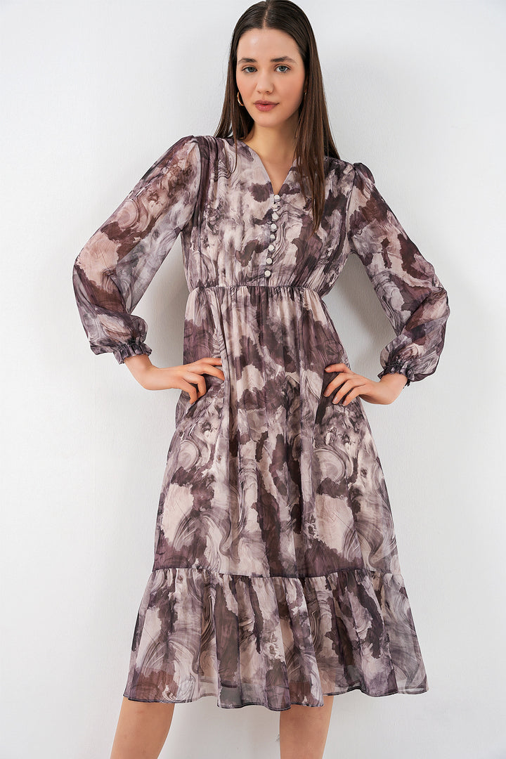Bigdart 2137 Robe en chiffon à motifs - A.Bej