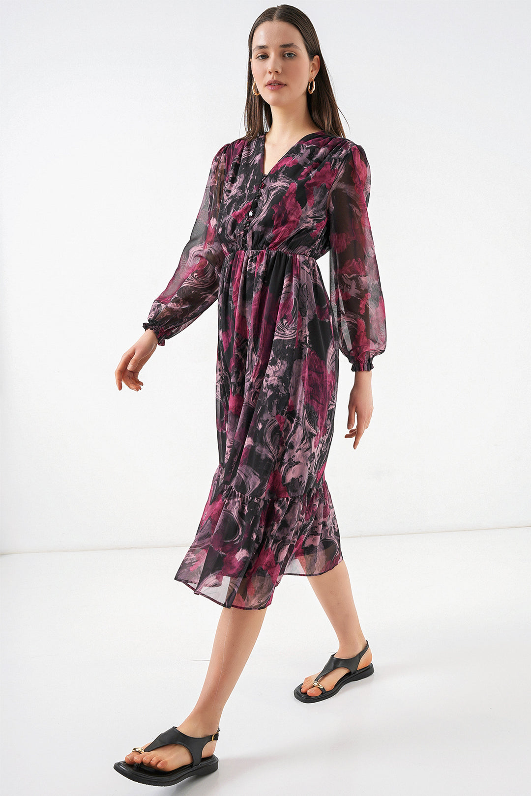Bigdart 2137 Robe en chiffon imprimée - Rouge A.