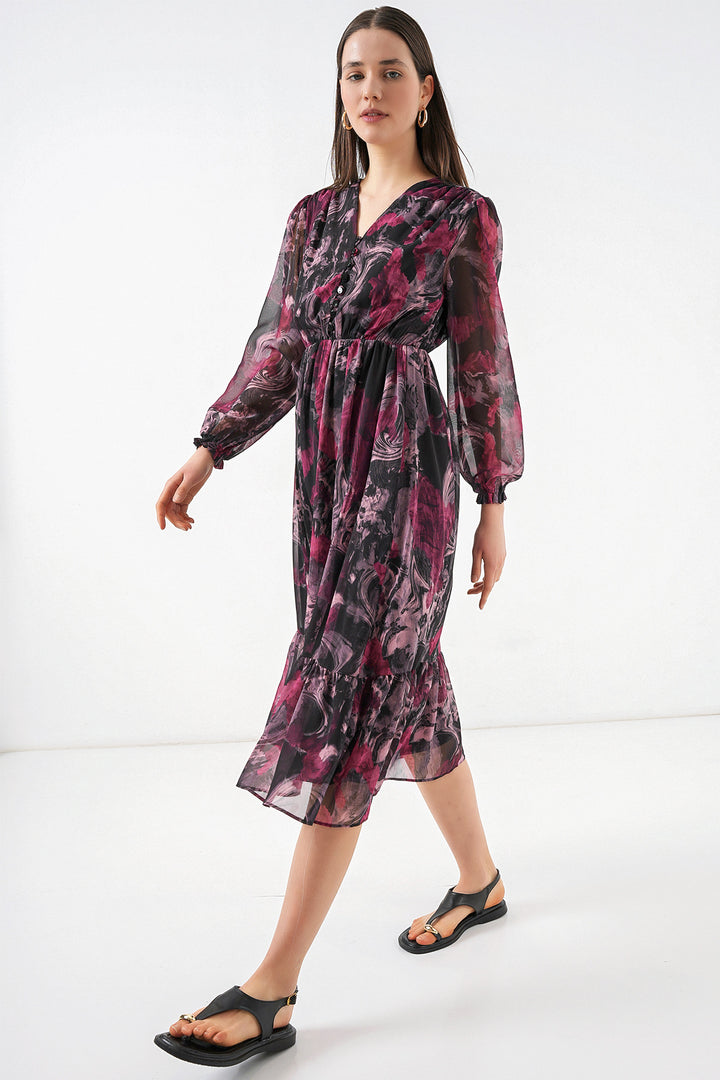 Bigdart 2137 Robe en chiffon imprimée - Rouge A.