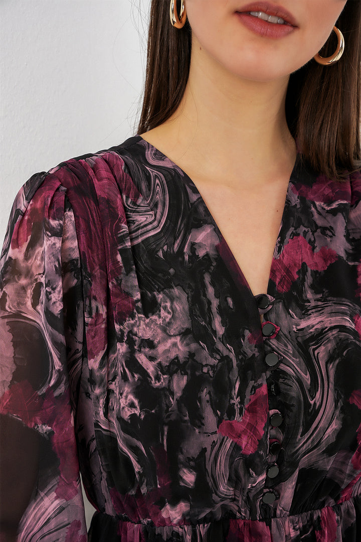 Bigdart 2137 Robe en chiffon imprimée - Rouge A.