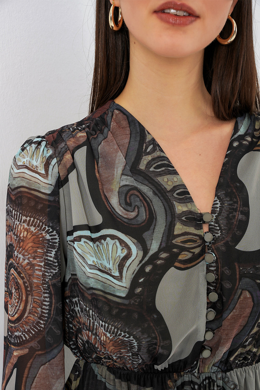 Bigdart 2137 Robe en chiffon à motifs - c. çağla