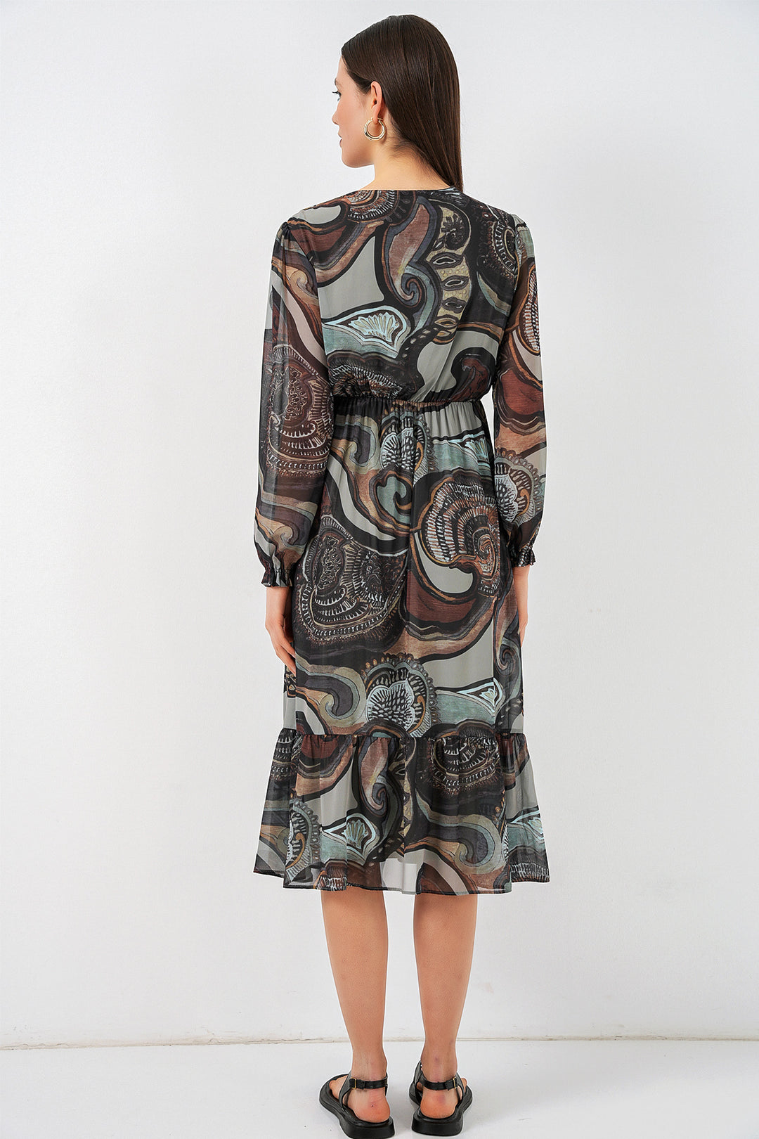 Bigdart 2137 Robe en chiffon à motifs - c. çağla