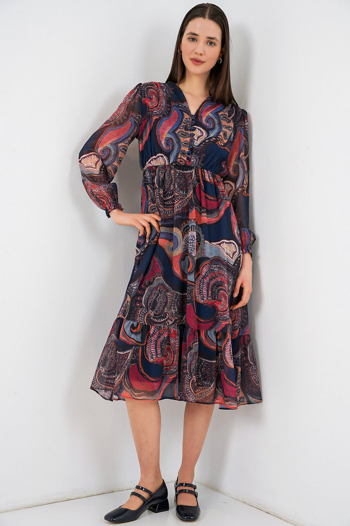 Bigdart Robe en chiffon à motifs 2137 - Multicolore