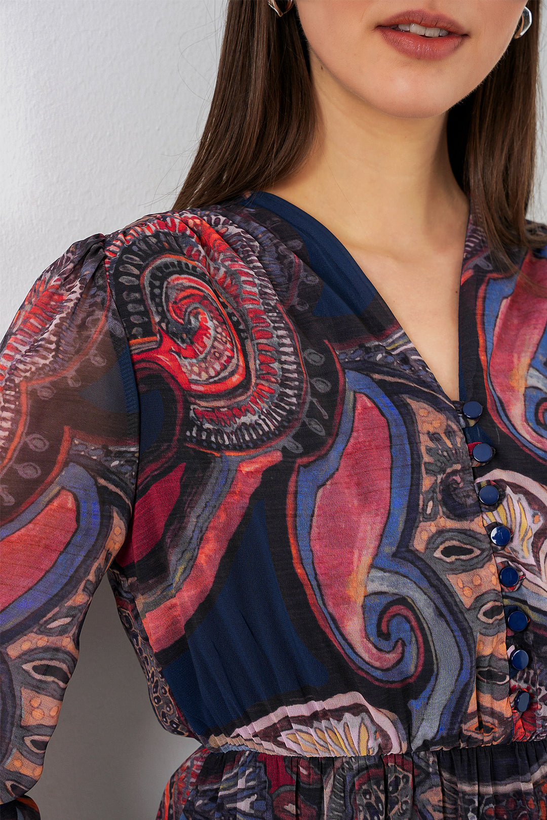 Bigdart Robe en chiffon à motifs 2137 - Multicolore