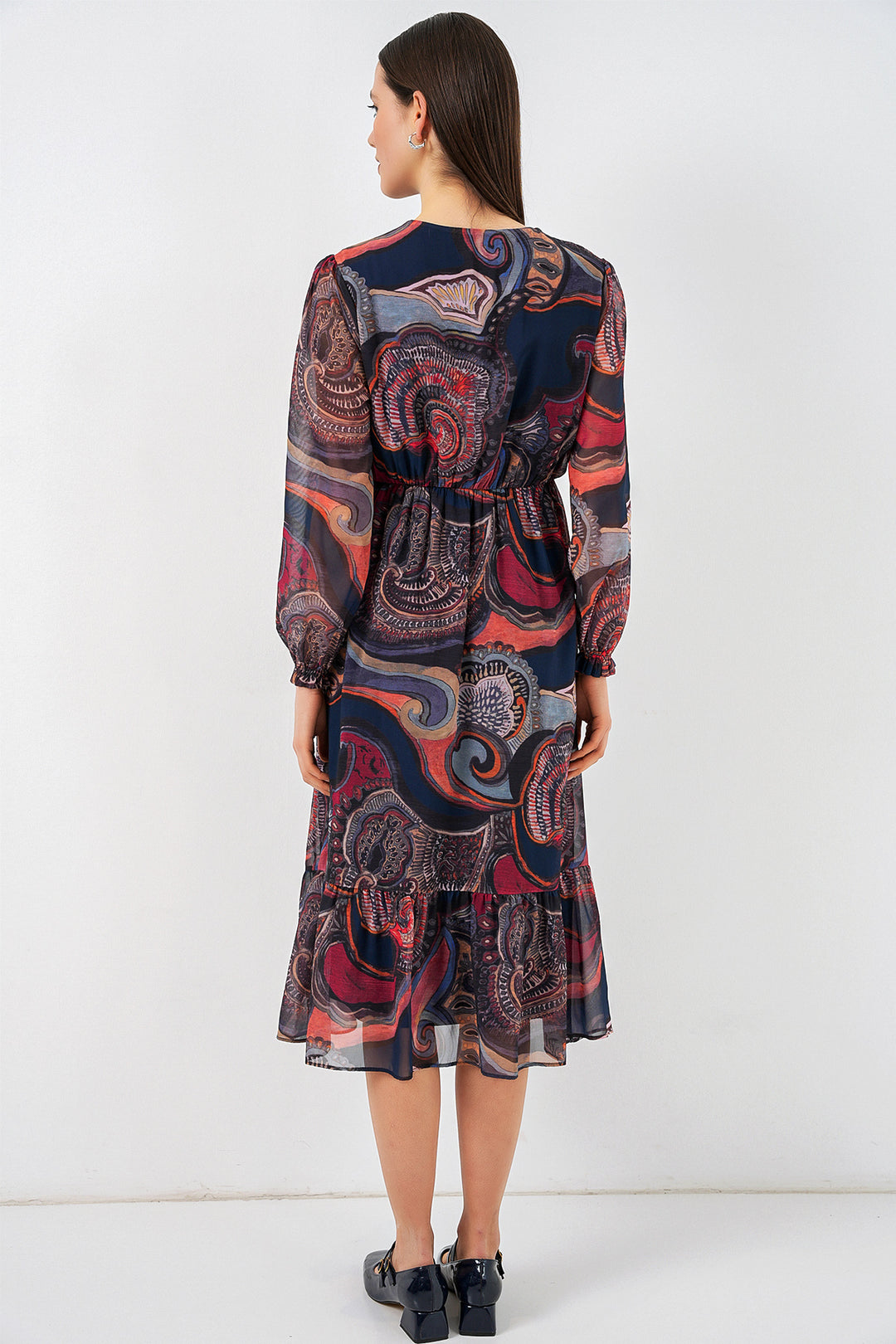 Bigdart Robe en chiffon à motifs 2137 - Multicolore