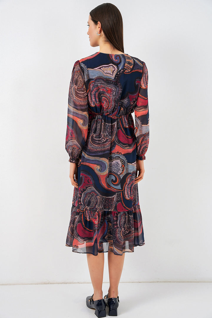Bigdart Robe en chiffon à motifs 2137 - Multicolore