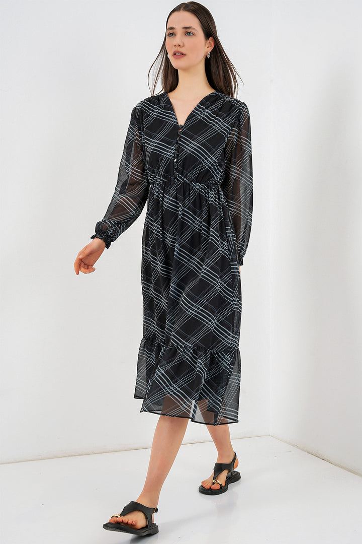 Bigdart 2137 Robe en chiffon à motifs - f.Gris