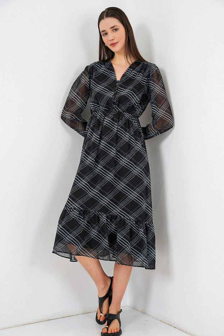Bigdart 2137 Robe en chiffon à motifs - f.Gris