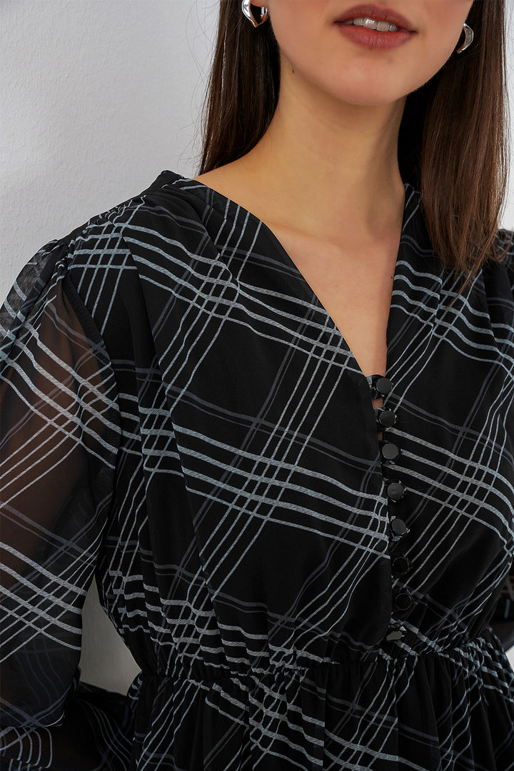 Bigdart 2137 Robe en chiffon à motifs - f.Gris