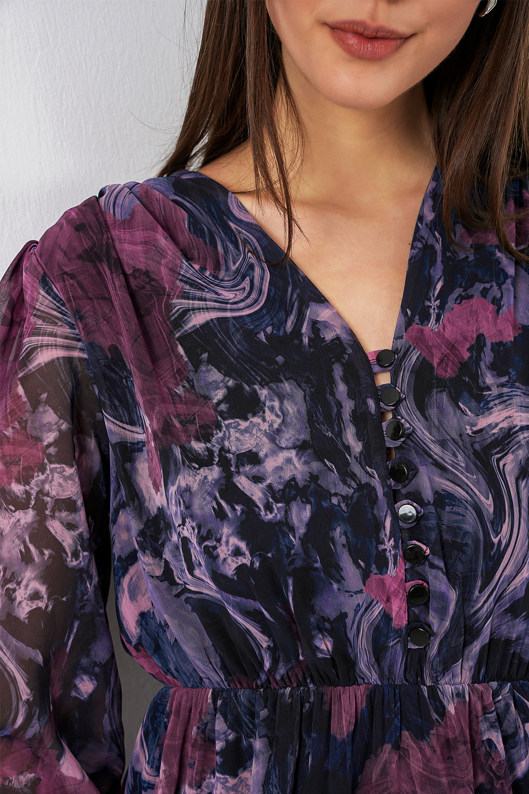 Bigdart 2137 Robe en chiffon à motifs - Violet foncé