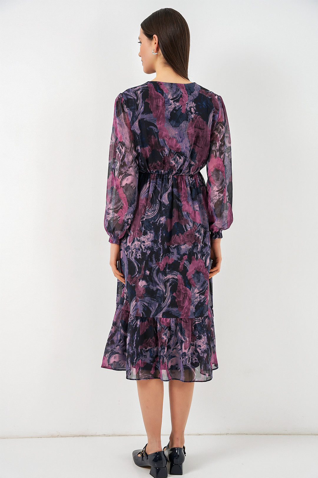 Bigdart 2137 Robe en chiffon à motifs - Violet foncé