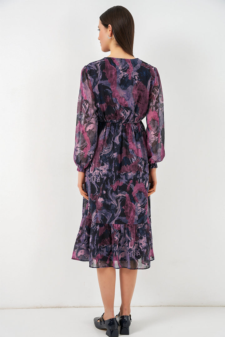 Bigdart 2137 Robe en chiffon à motifs - Violet foncé
