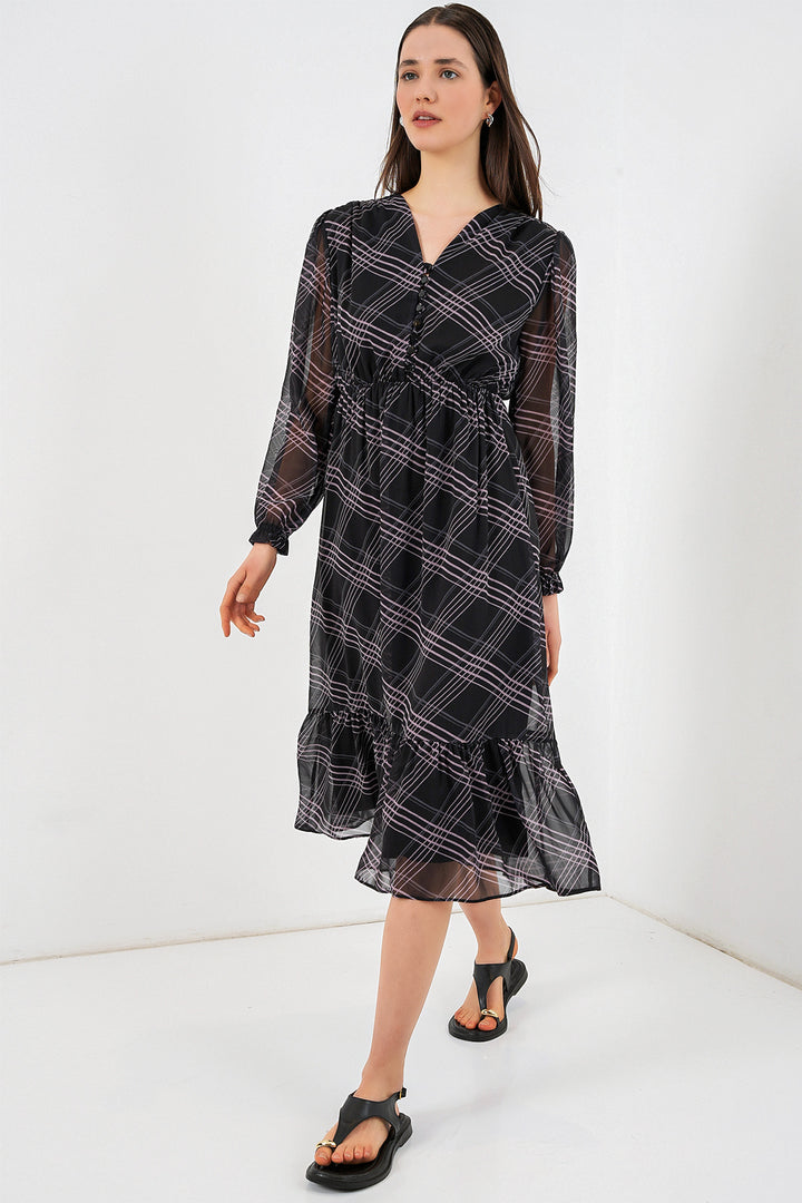 Bigdart Robe en chiffon à motifs 2137 - Noir1