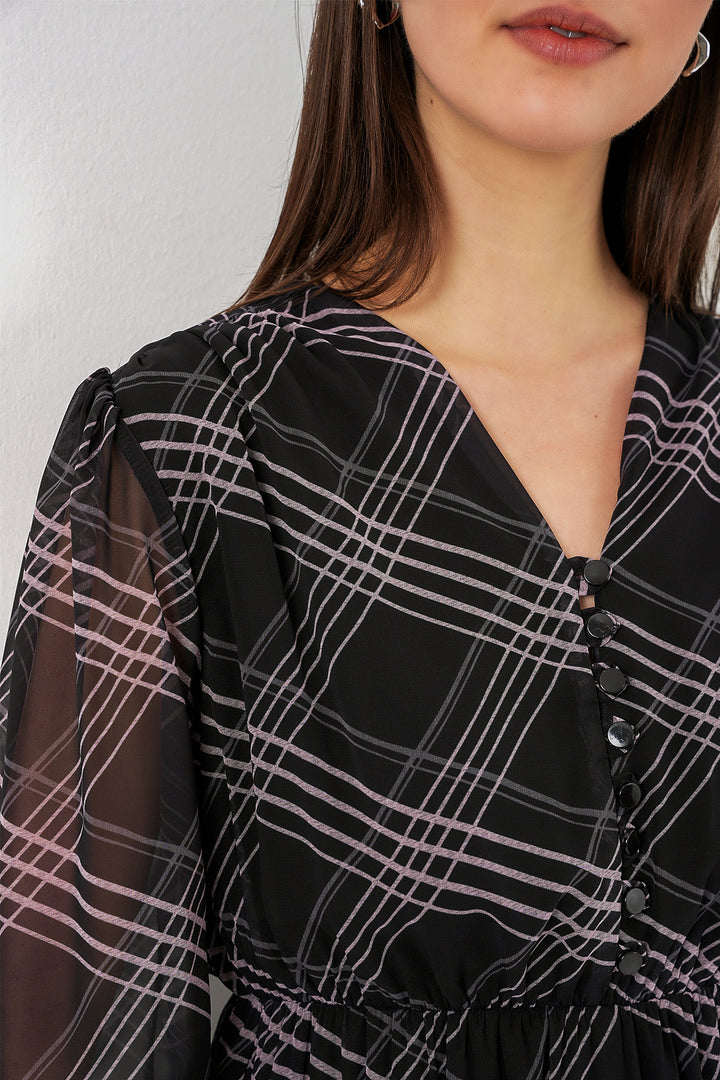 Bigdart Robe en chiffon à motifs 2137 - Noir1