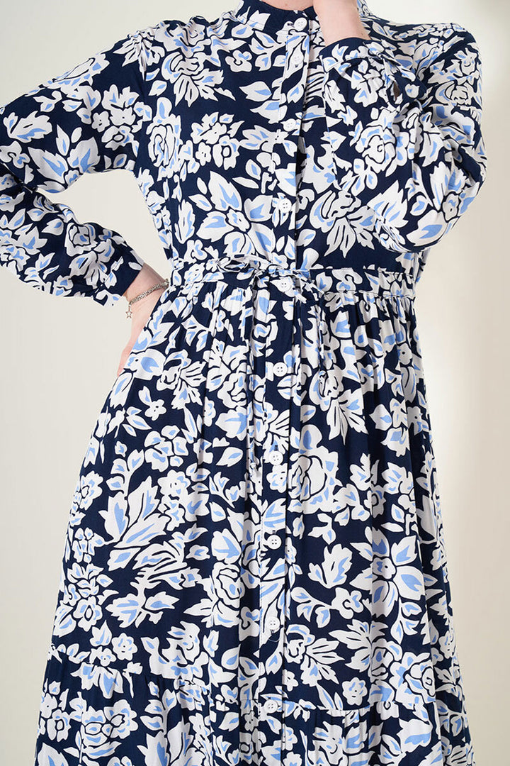 Bigdart 2144 Robe de mode à col magistral - Bleu marine