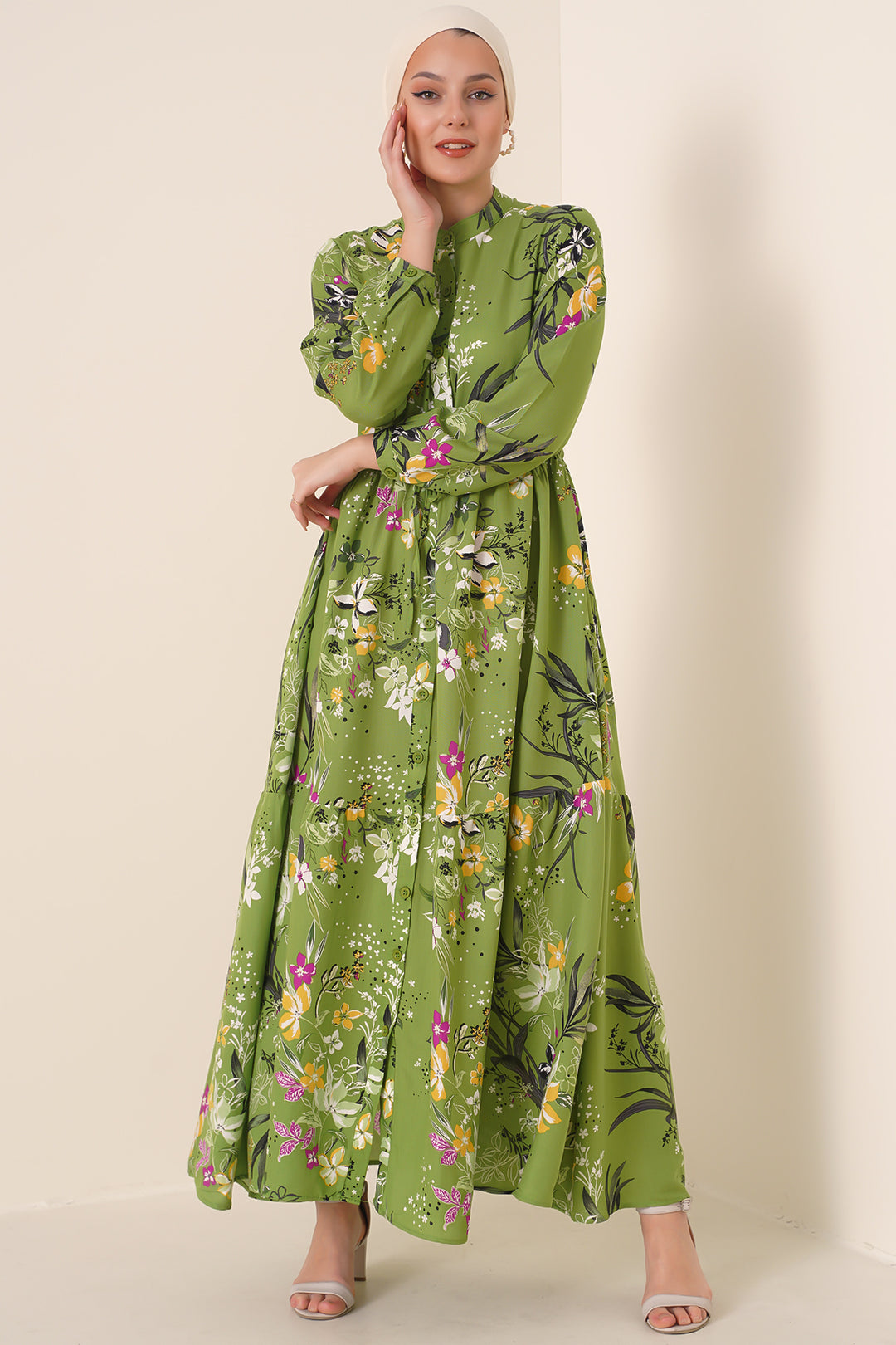 Bigdart 2144 Robe de Mariage Col Mao - Vert foncé