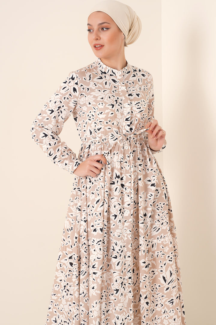 Bigdart 2144 Robe de Modeste à Col Mao - Crème